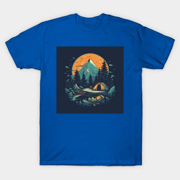Camping Backpacking Wanderlust T-Shirt by Grassroots Green